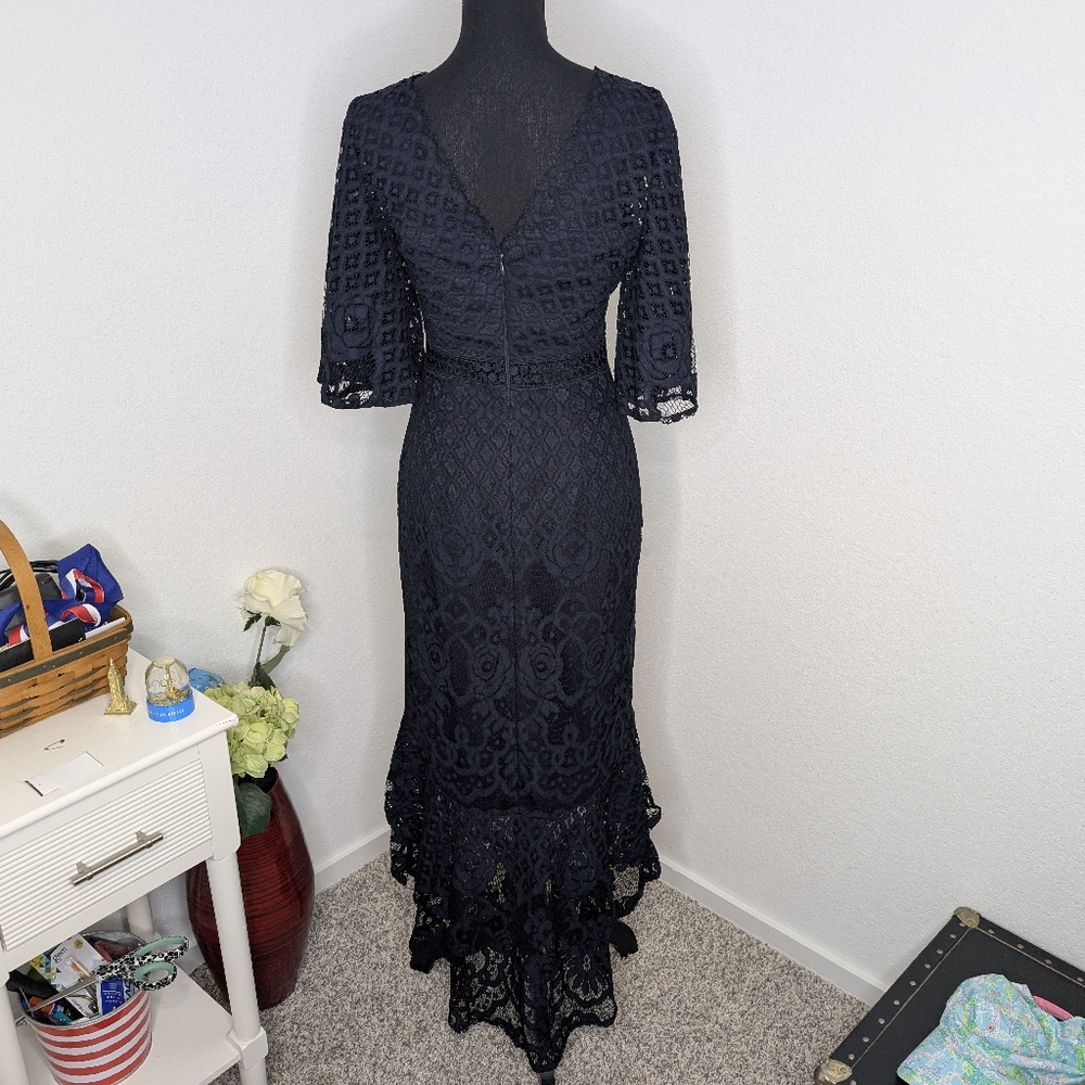 💘 Lady Black Tie Reyna Lace Dress Navy Size 4 S - Picture 6 of 10